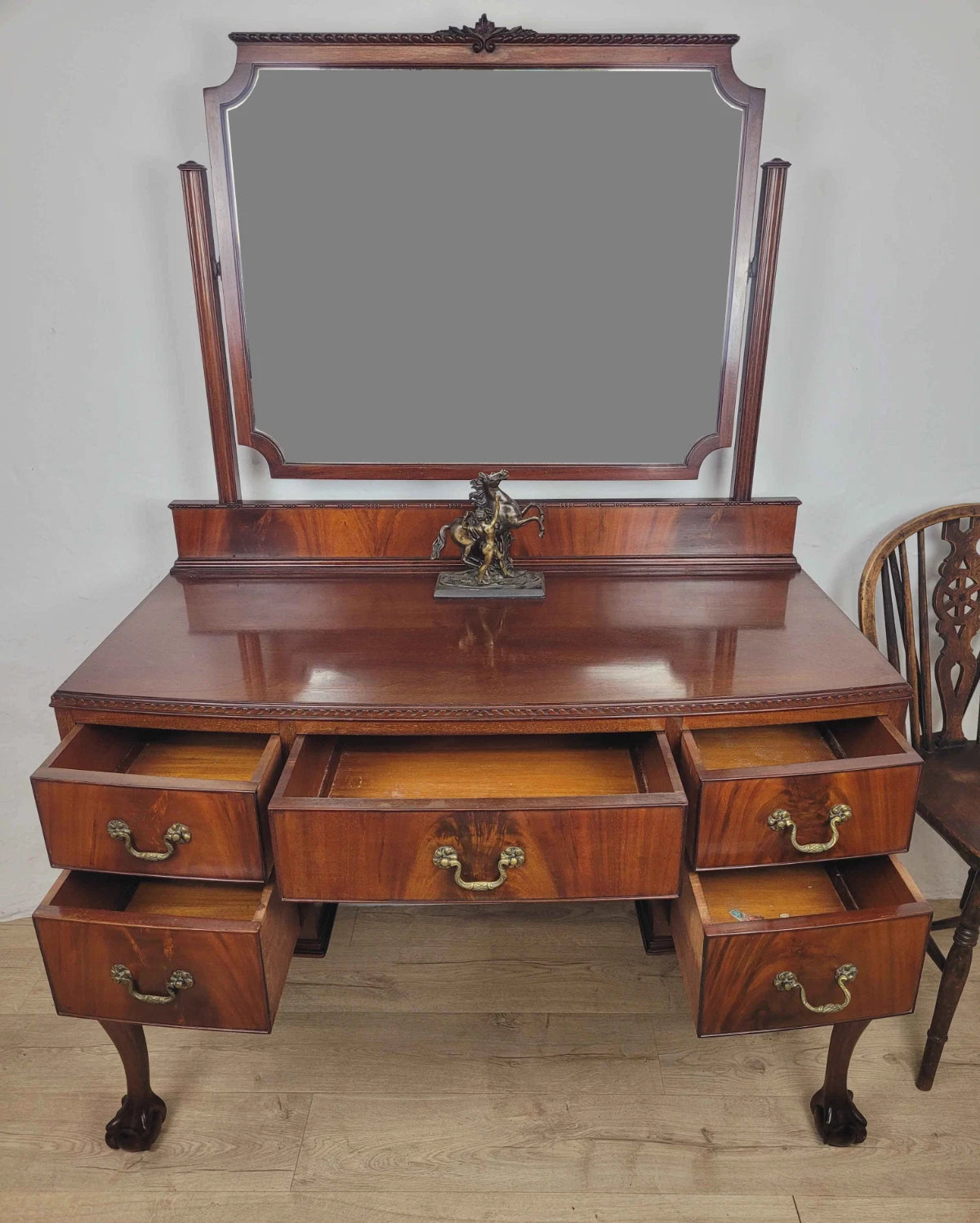 Vintage Dresser Vanity Bow Front Ball and Claw Footed 1960s Delivery Available
