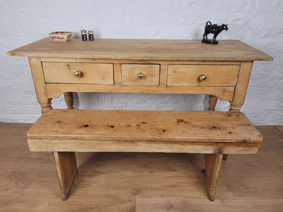 Victorian Side Table Bench Kitchen Pine Farmhouse Antique Delivery Available
