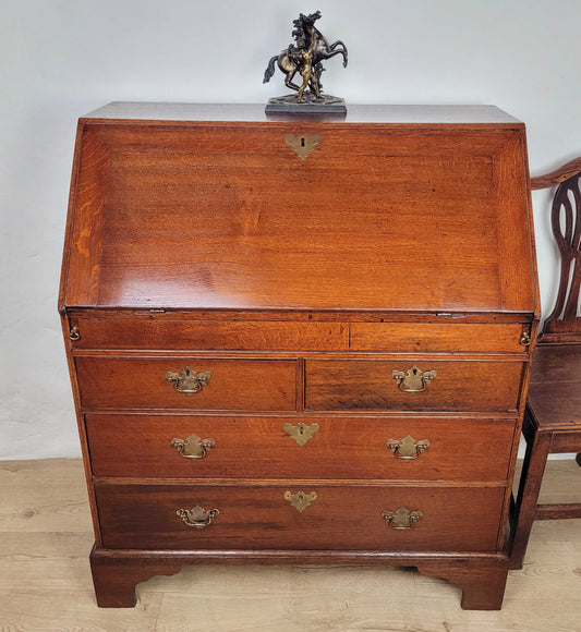 Victorian Writing Bureau Desk 19thC Oak Drop Handles Antique Delivery Available