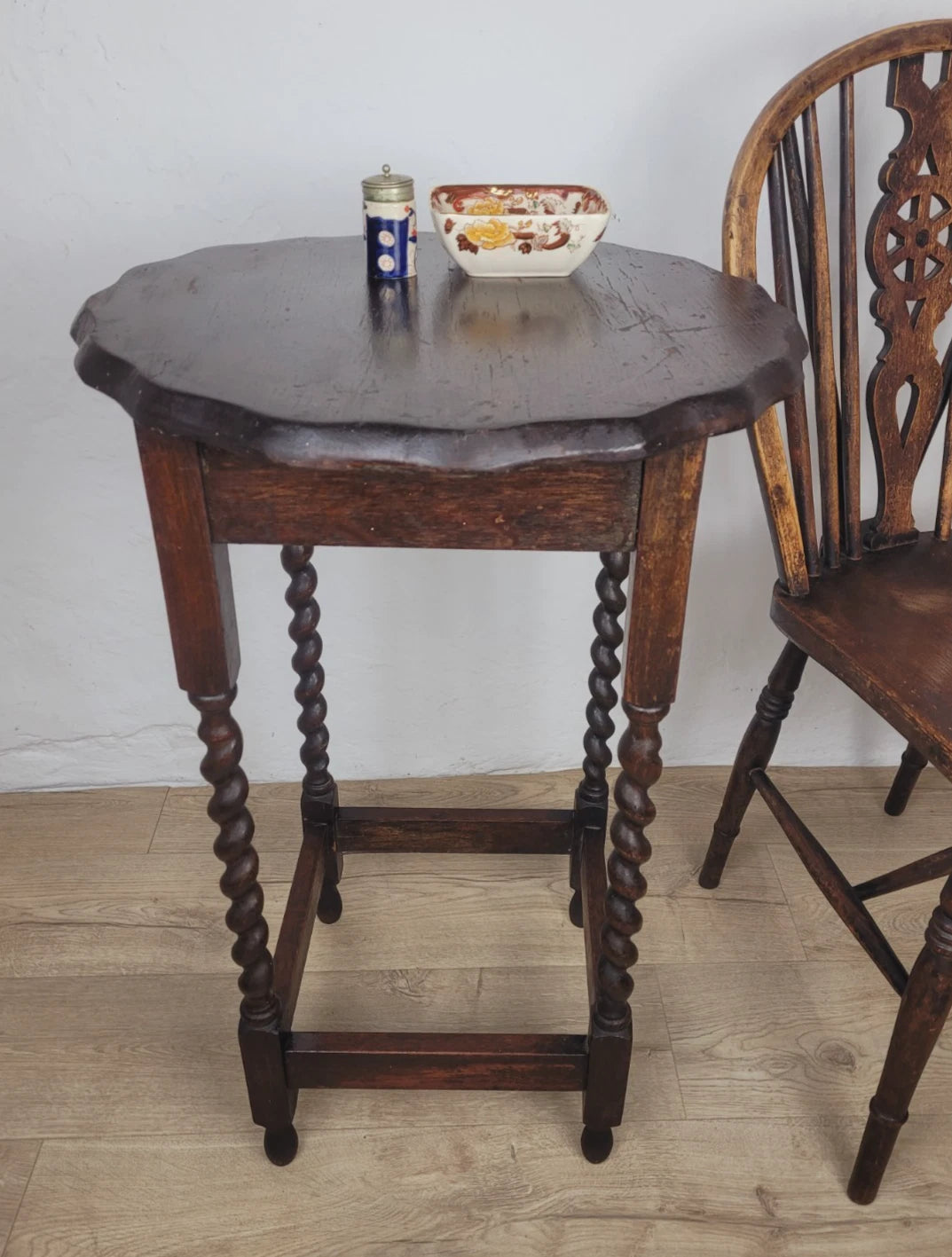 Pie Crust Side Table Victorian Barley Twist English Antique Postage Available