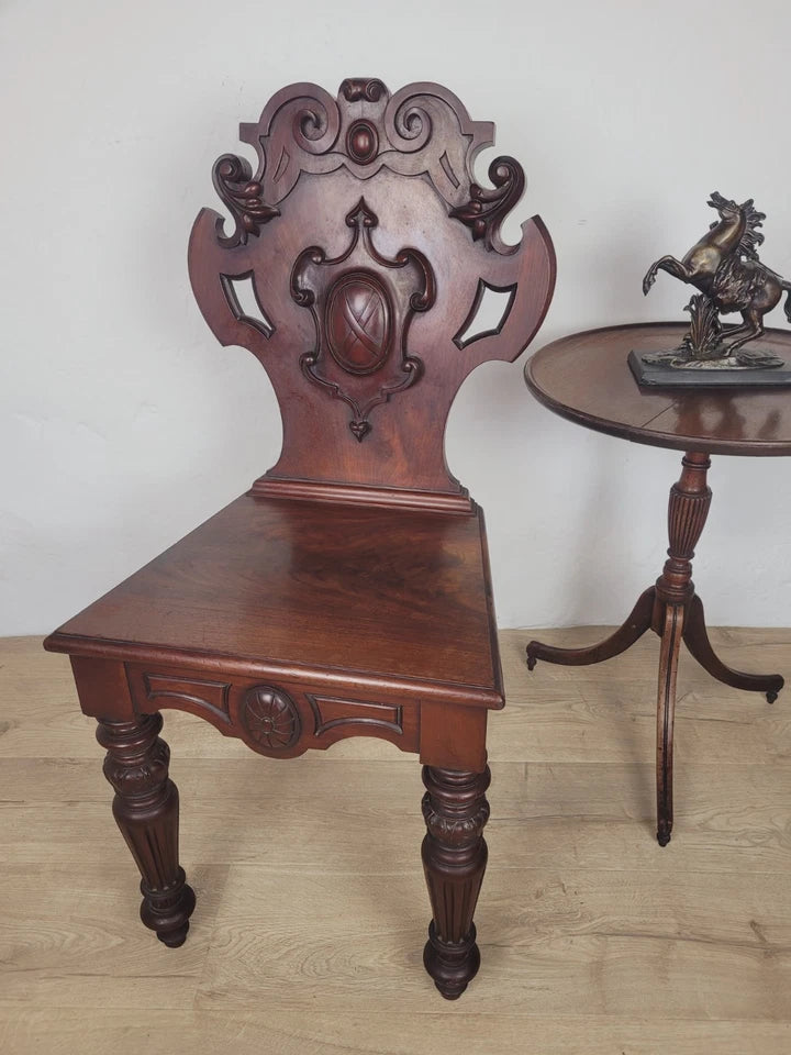 Victorian Hall Chair 19th Century Carved Mahogany Postage Available