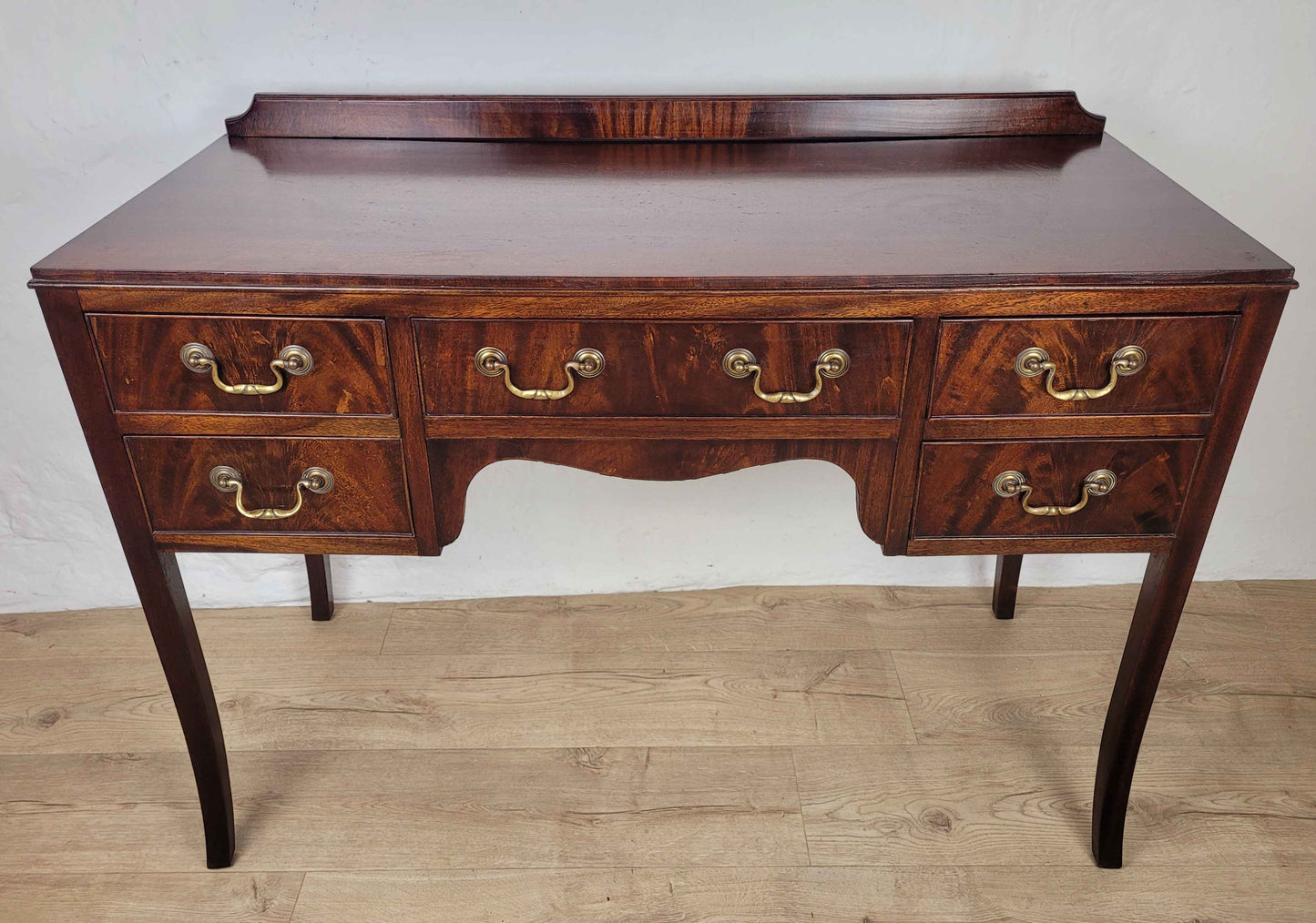 Vintage Ladies Writing Desk Mahogany 1950s Swan Neck Handles Delivery Available