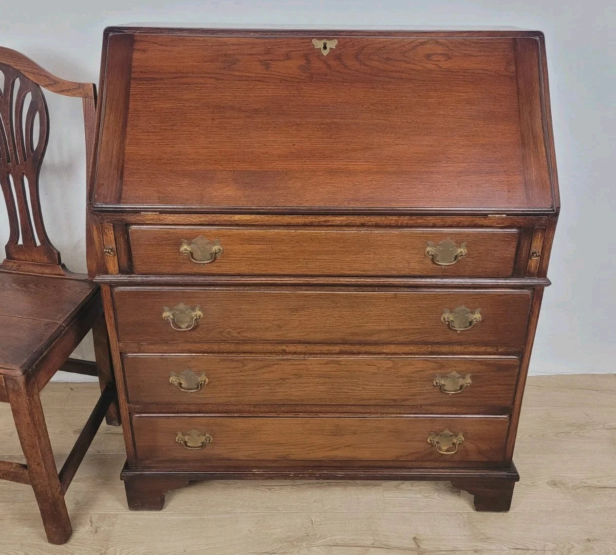 Oak Writing Bureau Desk Bevan Funnell Antique Style Handles Delivery Available