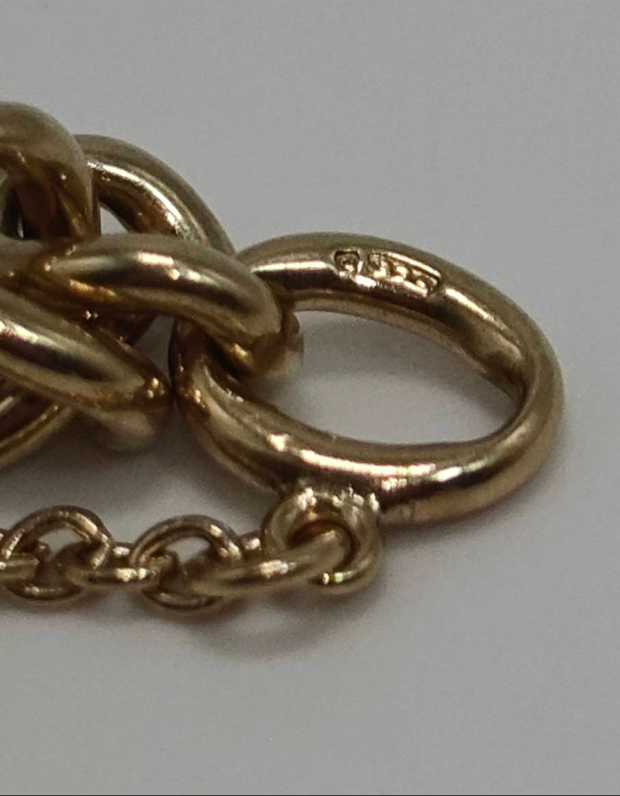 Vintage Padlock Heart Bracelet 9ct Yellow Gold Charm Curb Link 7.8 inches