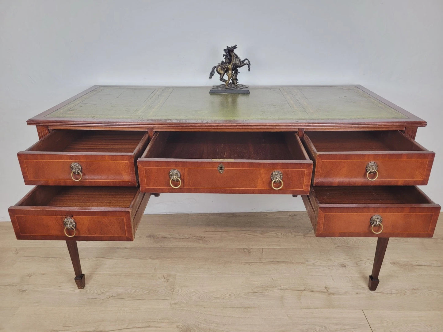 Vintage Writing Desk Leather Mid 20th Century Mahogany Delivery Available