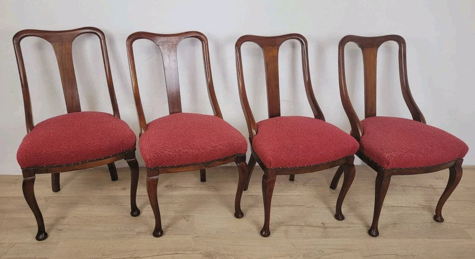 Vintage Dining Chairs Set Of 4 1950s Queen Anne Legs High Back Postage Available
