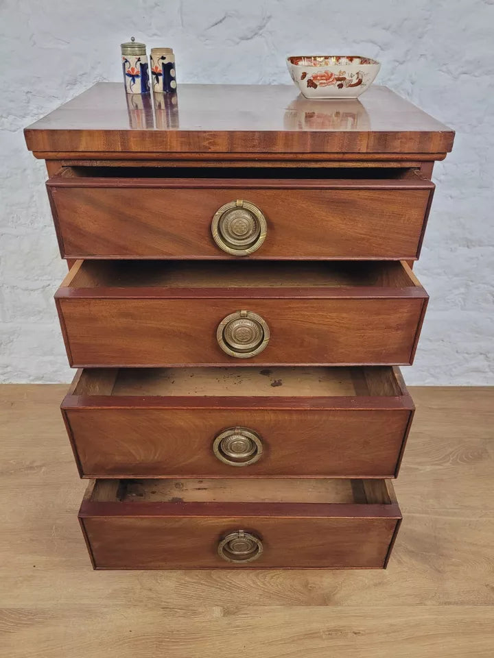 Regency Chest Of Drawers Brass Handles Mahogany Antique Postage Available