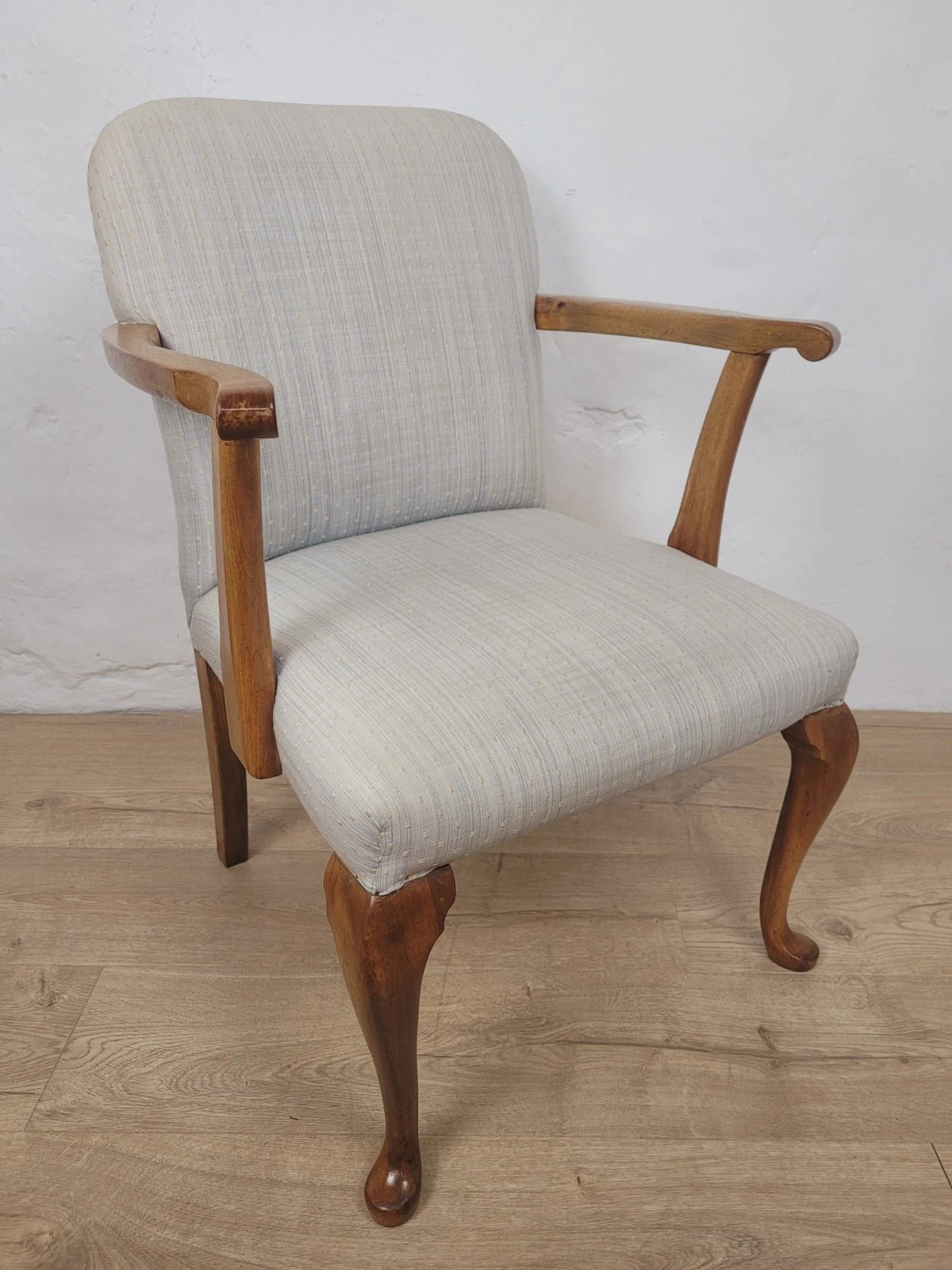 Walnut Armchair Vintage 1940s Duck Egg Blue Cabriole Legs Postage Available