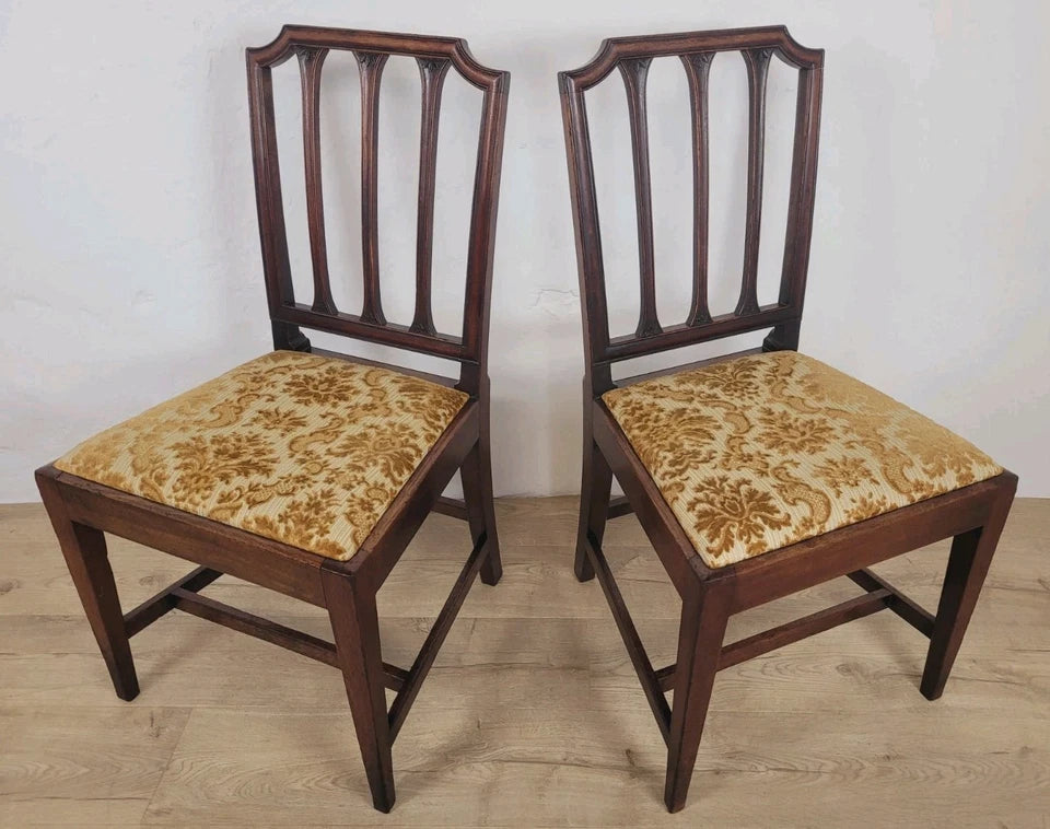 Victorian Dining Chairs Set 4 Carved Floral Upholstery 19thC Postage Available