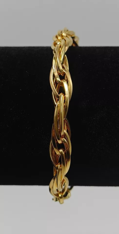 Rare Twisted Oval 9ct Gold Bracelet 7.5"