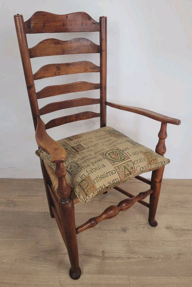 Ladderback Armchair Elm 19th Century Country Rush Seat Antique Postage Available