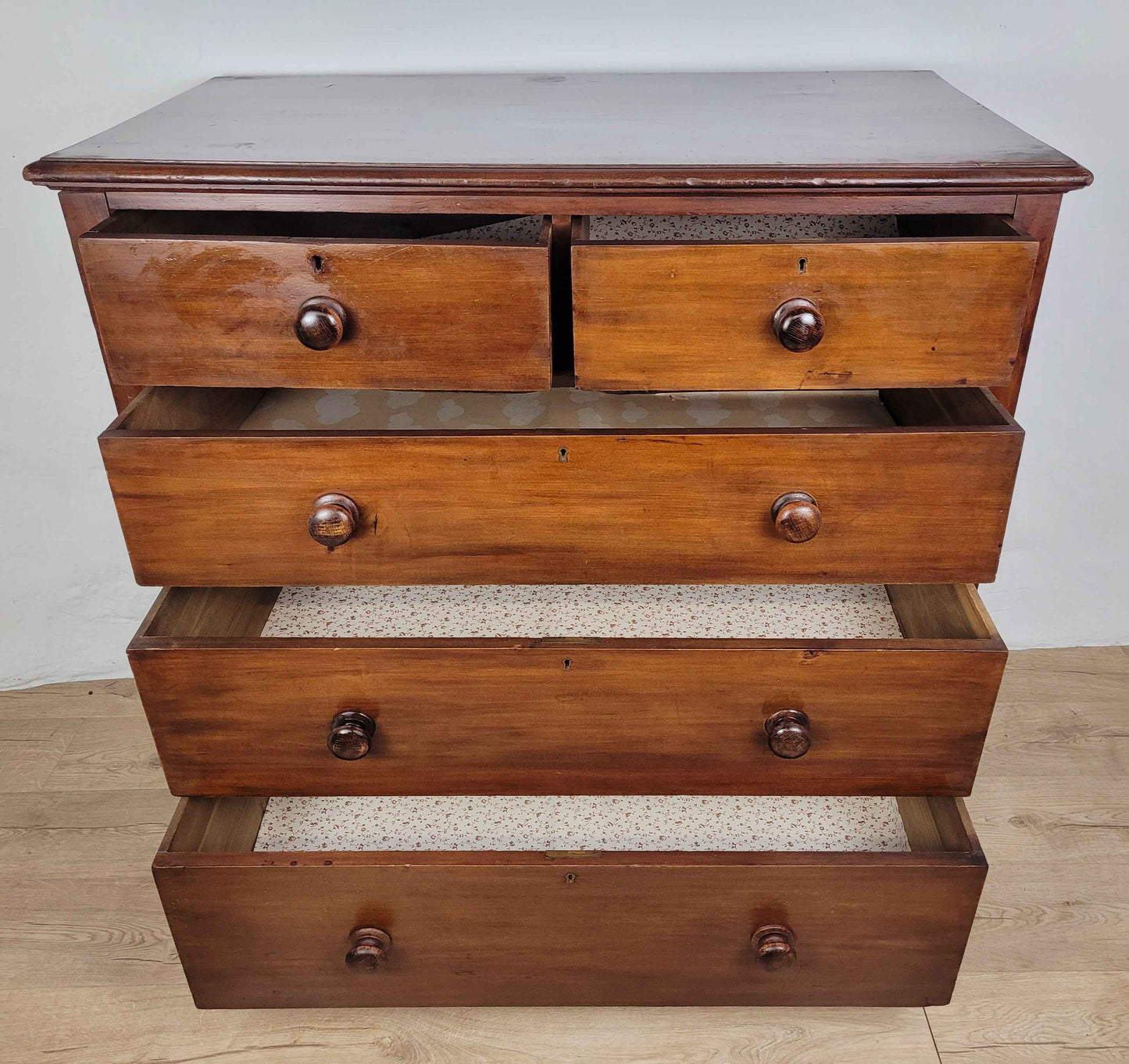 Victorian Chest of Drawers 2 Over 3 19thC Bun Handles Delivery Available