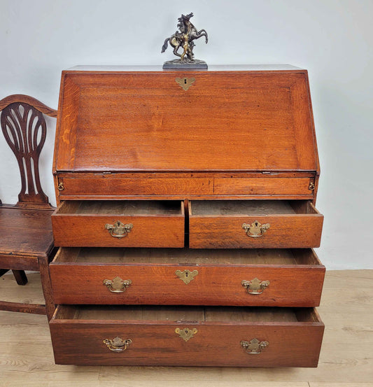 Victorian Writing Bureau Desk 19thC Oak Drop Handles Antique Delivery Available