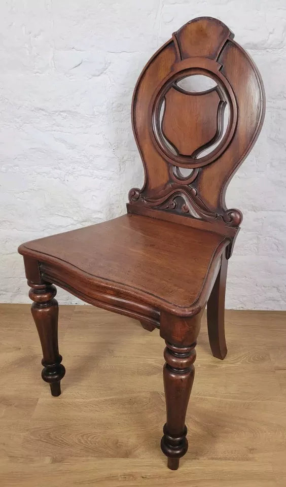 Georgian Shield Back Chair Hall Circa 1860 Carved English Postage Available