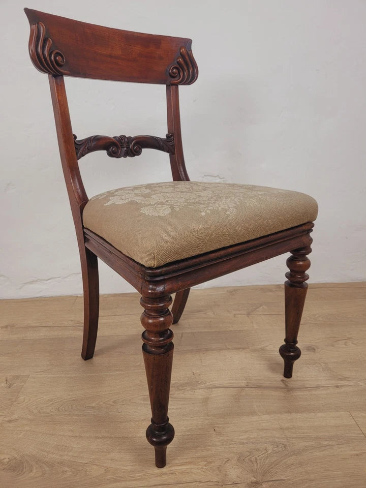 Victorian Bar Back Chair Floral Carved Needlepoint Antique Postage Available