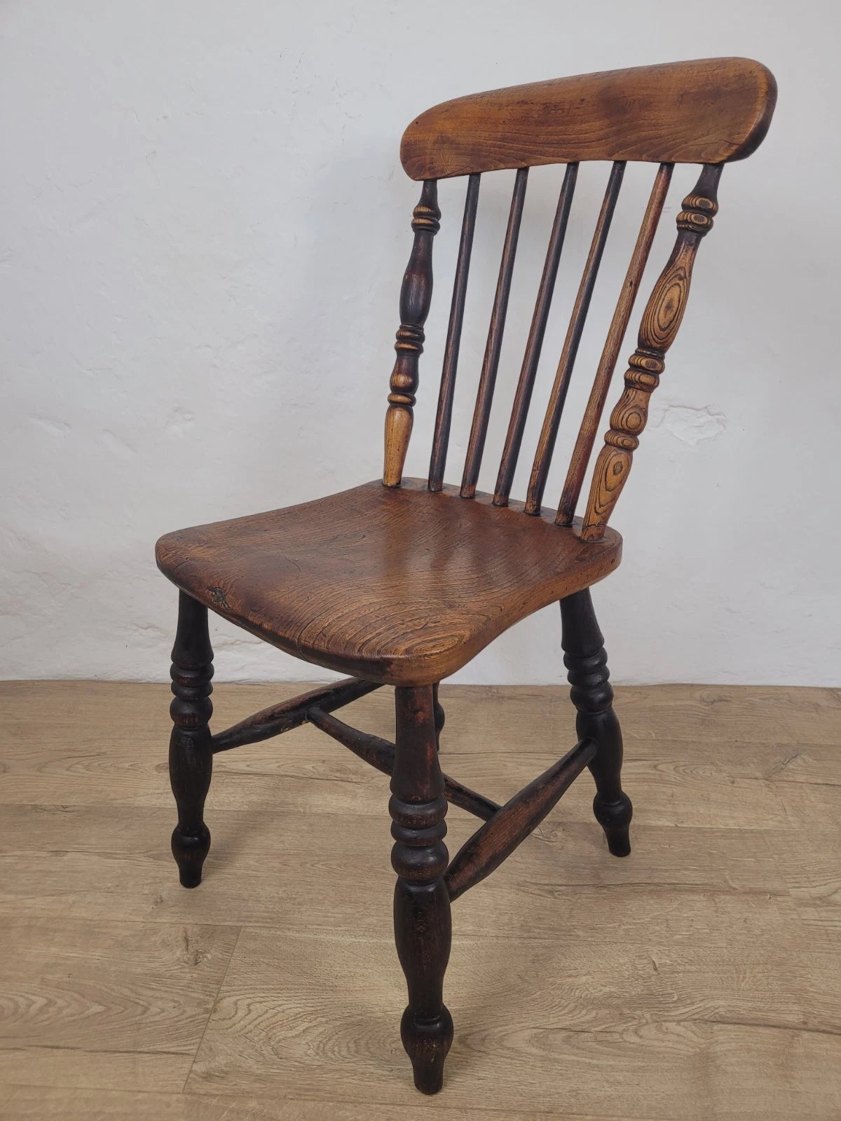 Elm Victorian Kitchen Chair Country Spindle Back Antique Postage Available