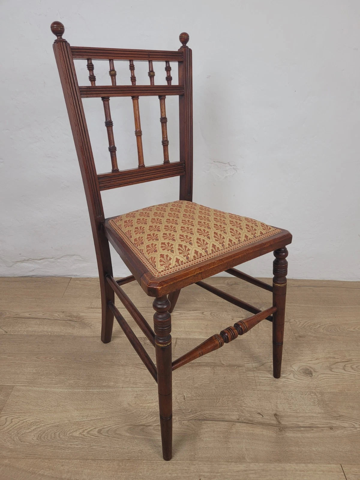 Edwardian Bedroom Chair Spindle Back Floral Upholstery Antique Postage Available
