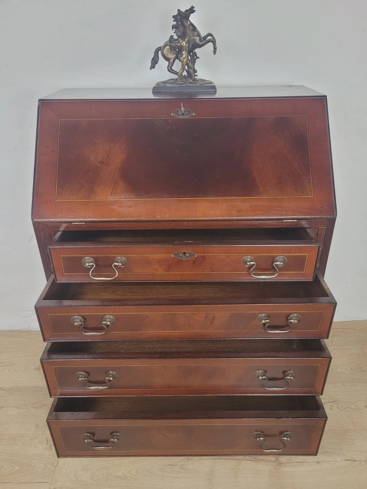 Edwardian Writing Bureau Desk Key & Lock Inlaid Antique 1910 Delivery Available