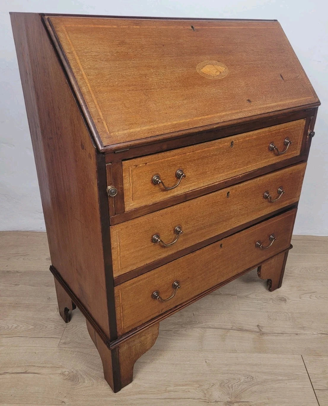 Edwardian Writing Bureau Desk Key & Lock Inlaid Antique 1910 Delivery Available