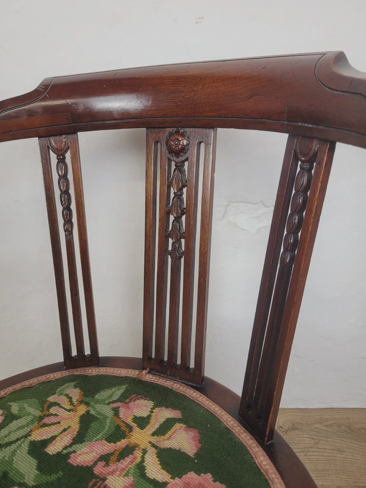 Vintage Tub Chair 1950's Mid Century English Floral Wool Seat Postage Available