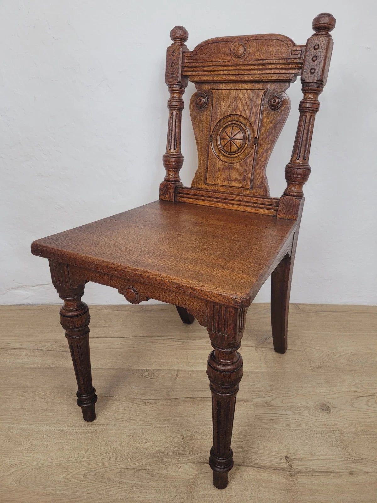 Victorian Hall Chair Oak Carved 19thC Antique English Postage Available