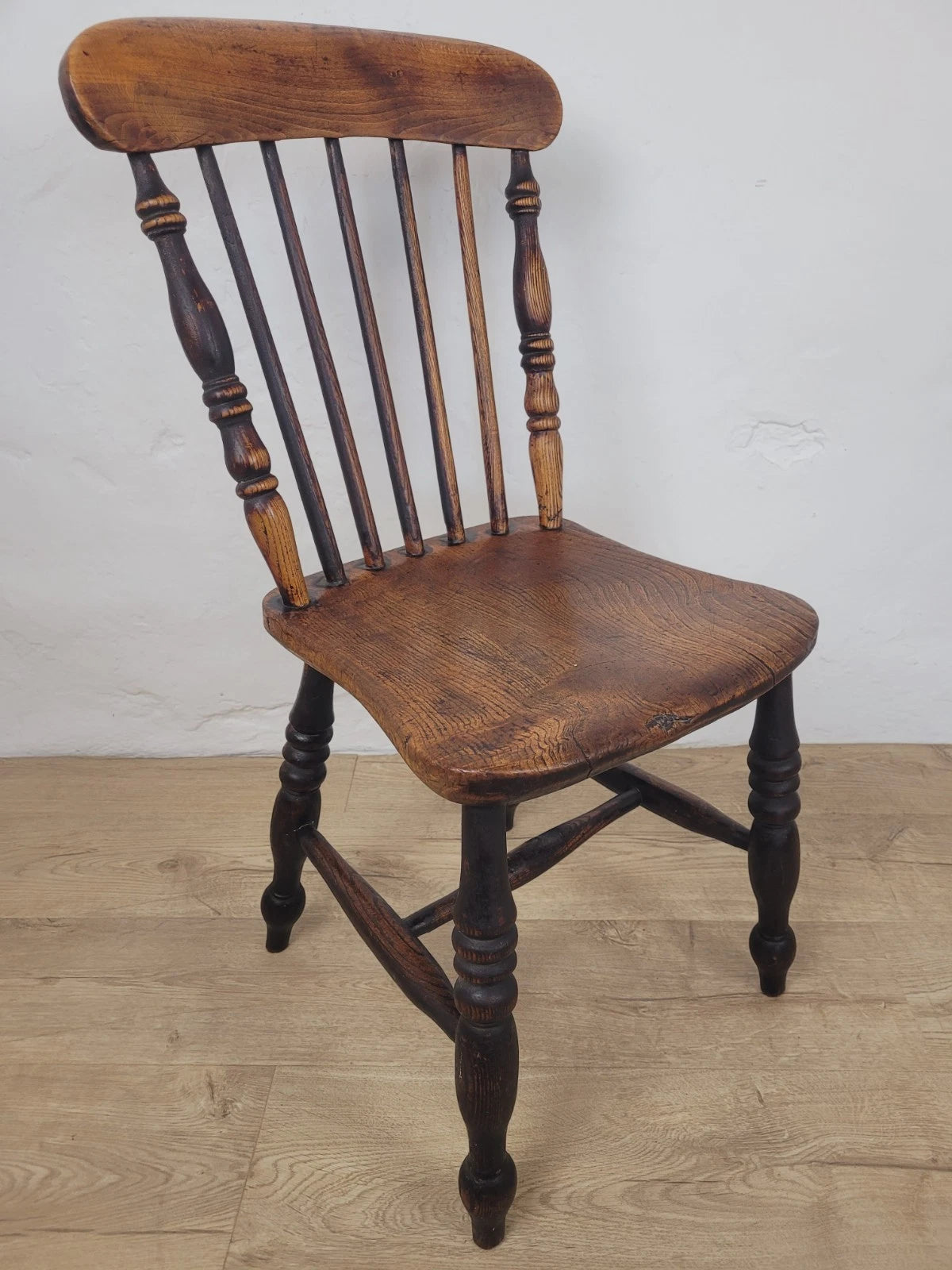 Elm Victorian Kitchen Chair Country Spindle Back Antique Postage Available