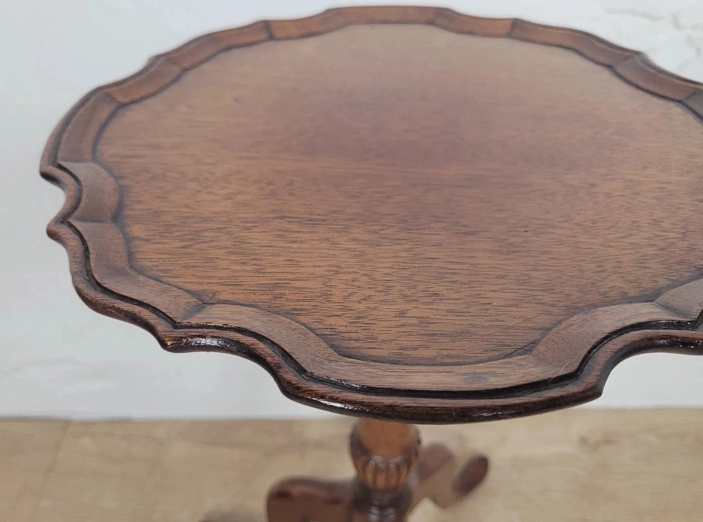 Tripod Wine Table English Scalloped Edge Antique Style 1960s Postage Available