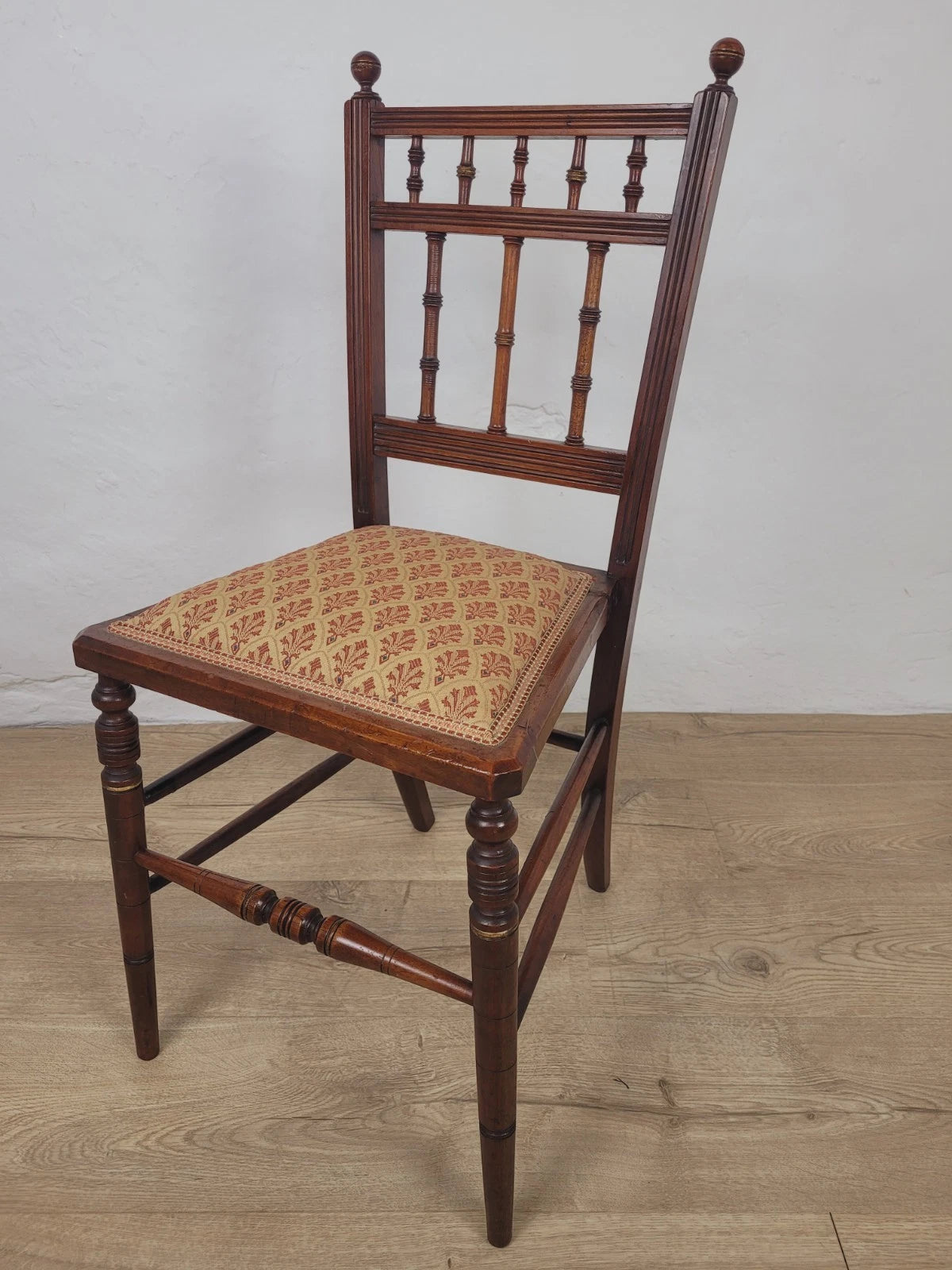 Edwardian Bedroom Chair Spindle Back Floral Upholstery Antique Postage Available