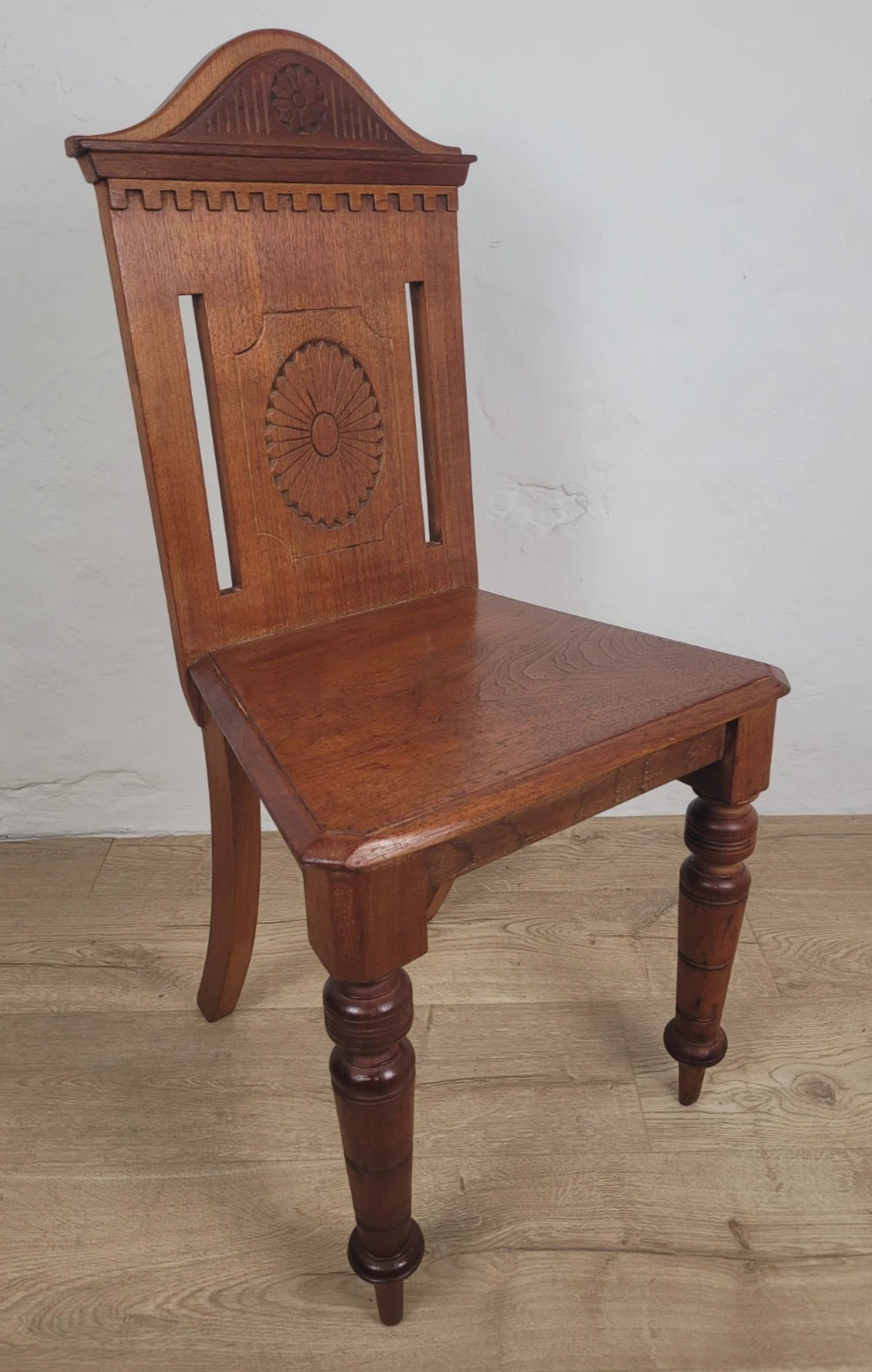 Victorian Hall Chair Chapel Carved 19thC Antique English Postage Available