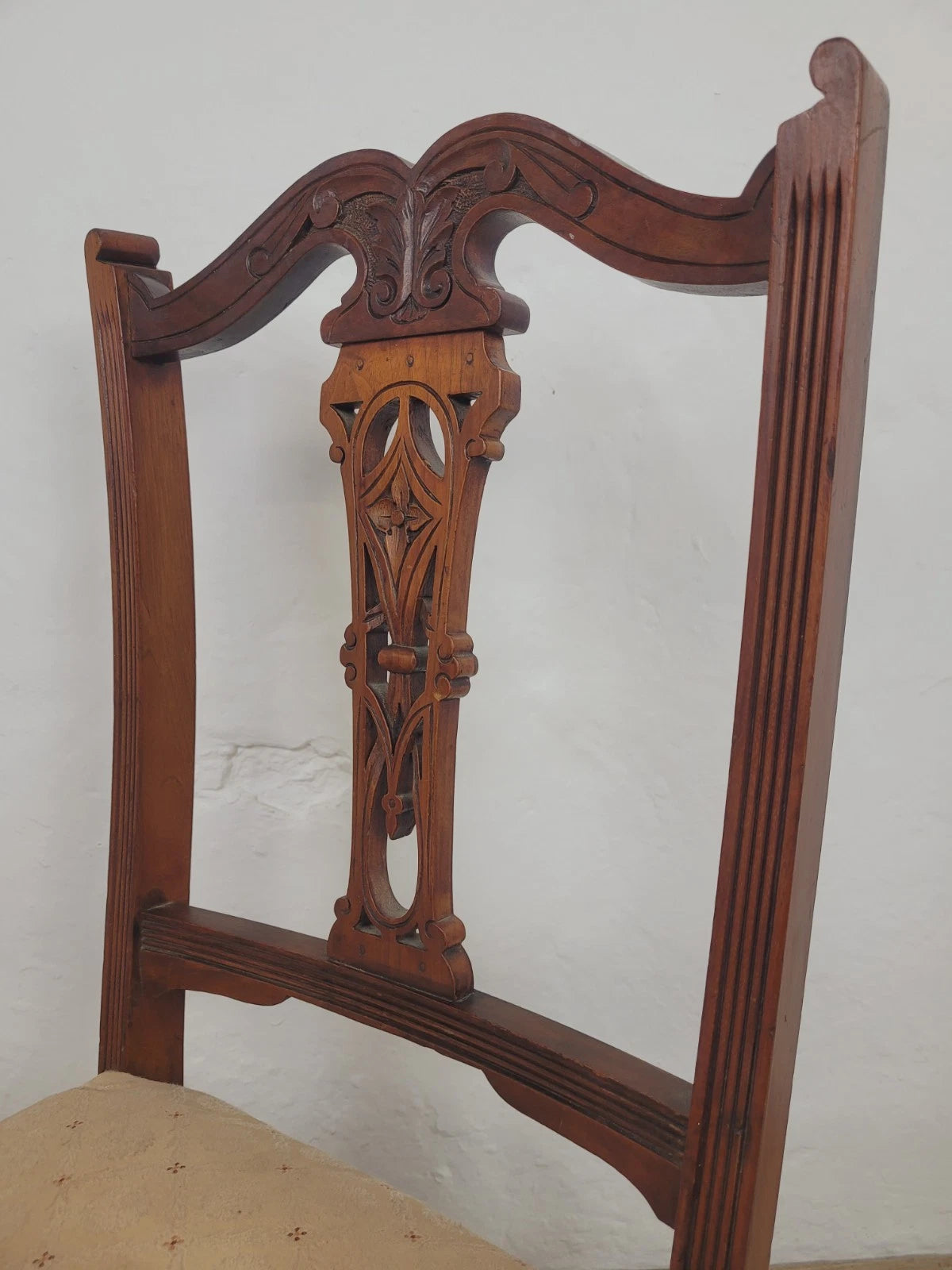 Edwardian Nursing Chair Carved Castors Upholstery Floral Postage Available