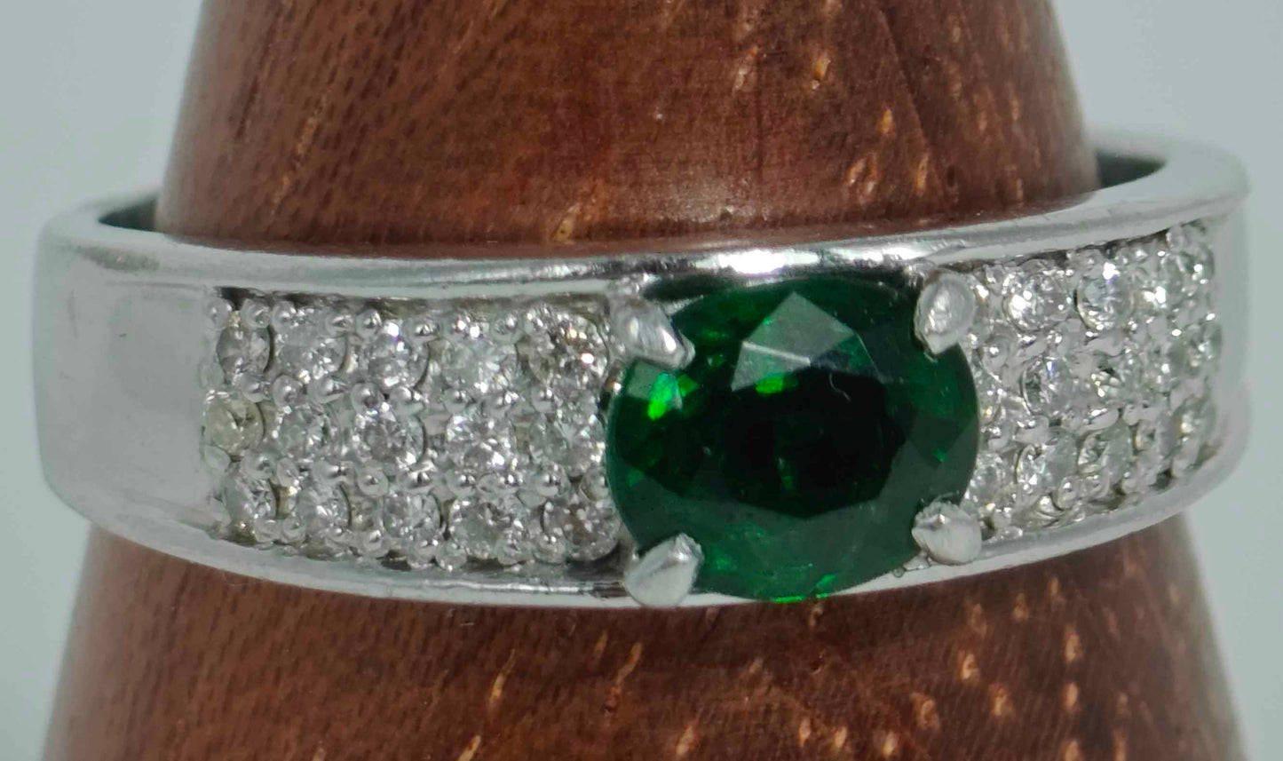 Diamond Tourmaline Ring Platinum Hallmarked Jewellery Postage Available