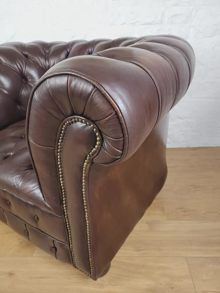 Chesterfield Club Armchair Button Back Brown Leather Delivery Available