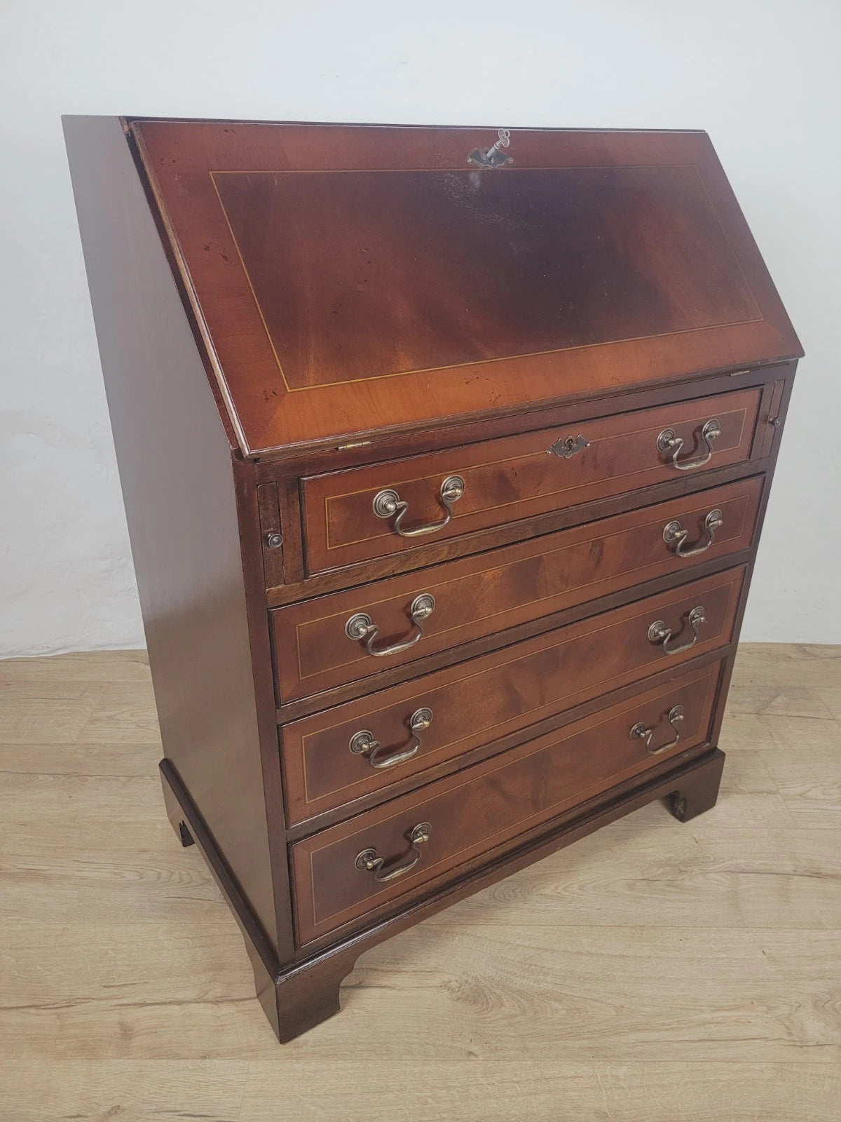 Edwardian Writing Bureau Desk Key & Lock Inlaid Antique 1910 Delivery Available