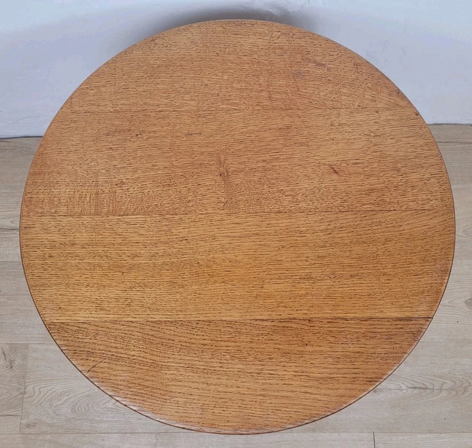 Oak Occasional Table Circular Country Rustic Vintage C1930 Postage Available
