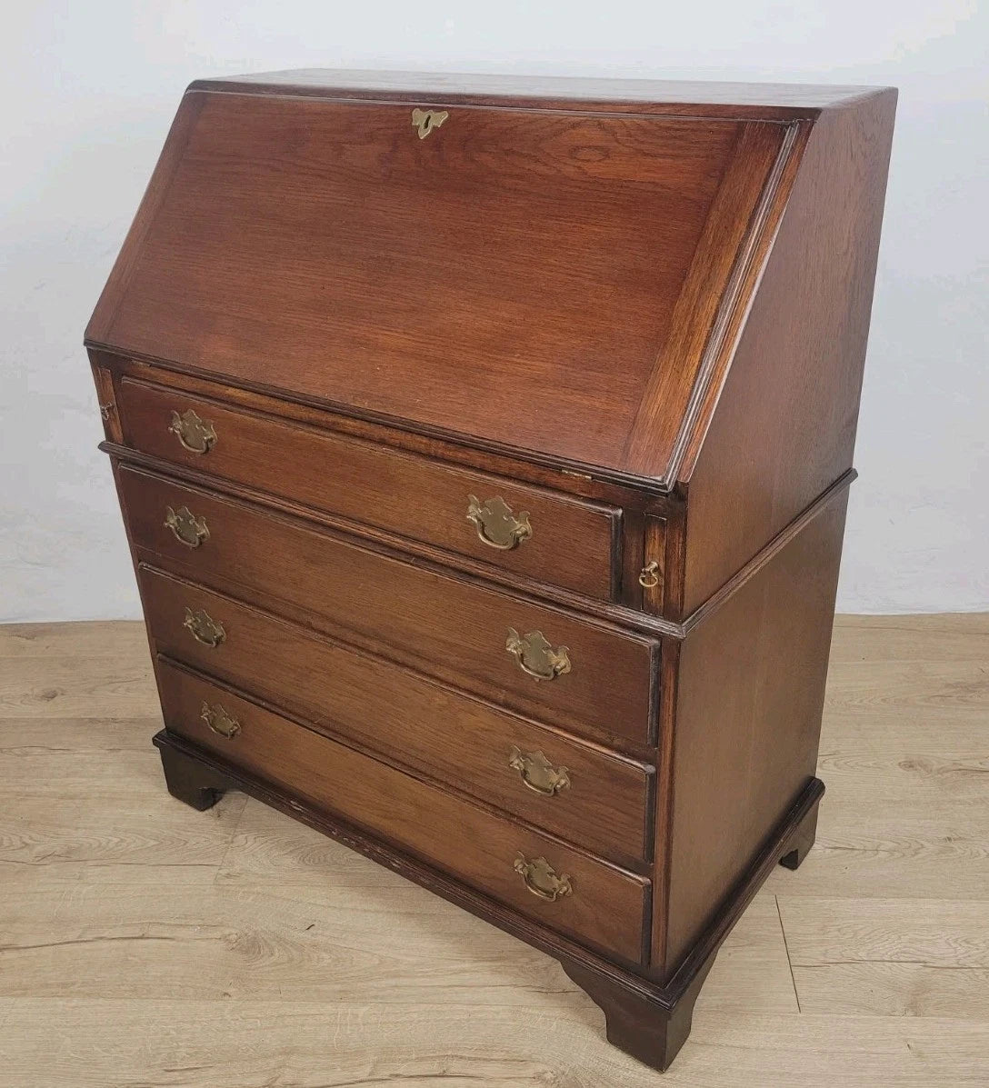 Oak Writing Bureau Desk Bevan Funnell Antique Style Handles Delivery Available