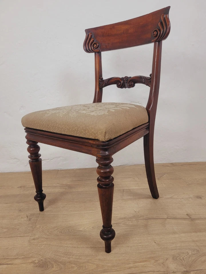 Victorian Bar Back Chair Floral Carved Needlepoint Antique Postage Available