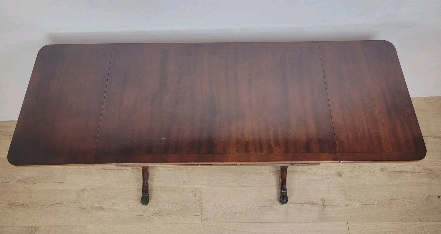 Drop Leaf Side Table Drawers Mahogany Castors Vintage 1940s Delivery Available