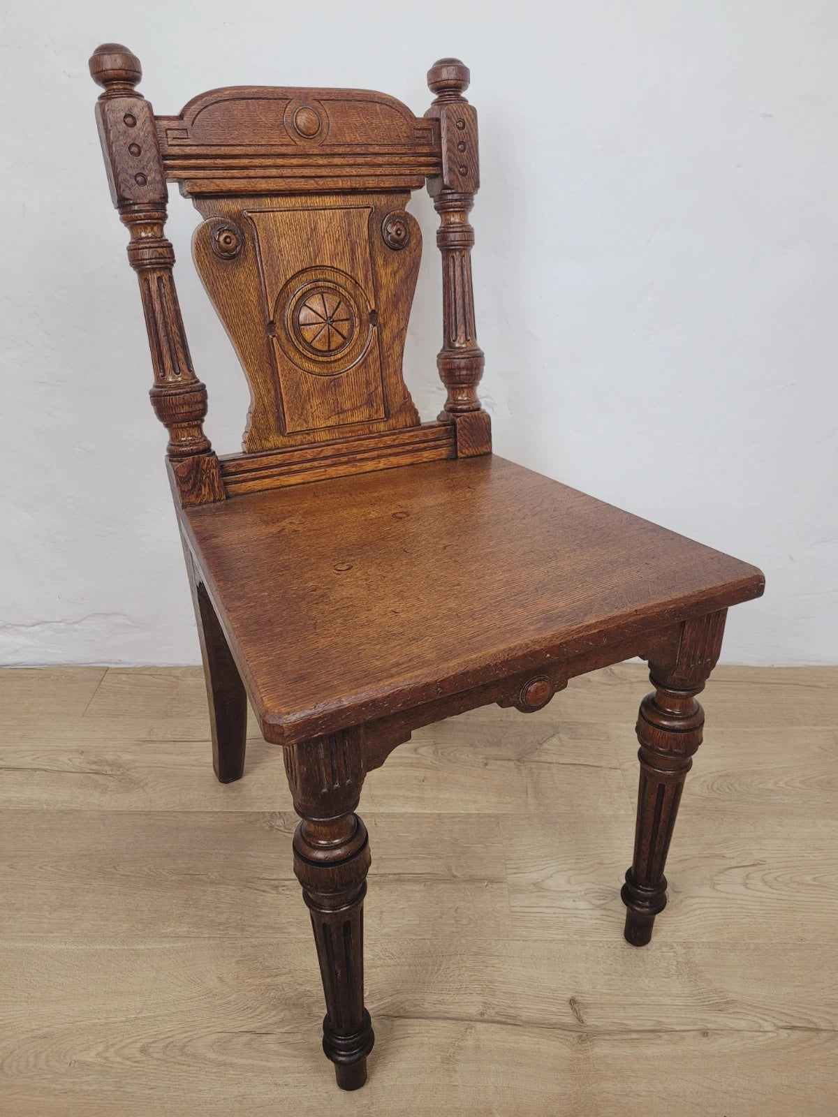 Victorian Hall Chair Oak Carved 19thC Antique English Postage Available