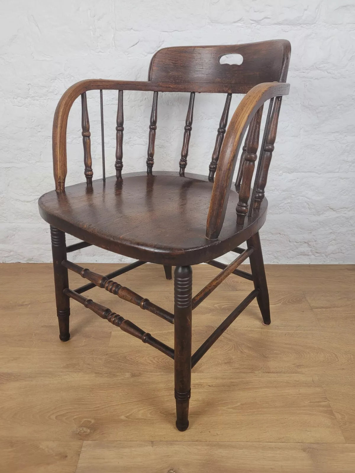 Vintage Office Elbow Chair Mid 20th Century Oak Spindle Back Postage Available