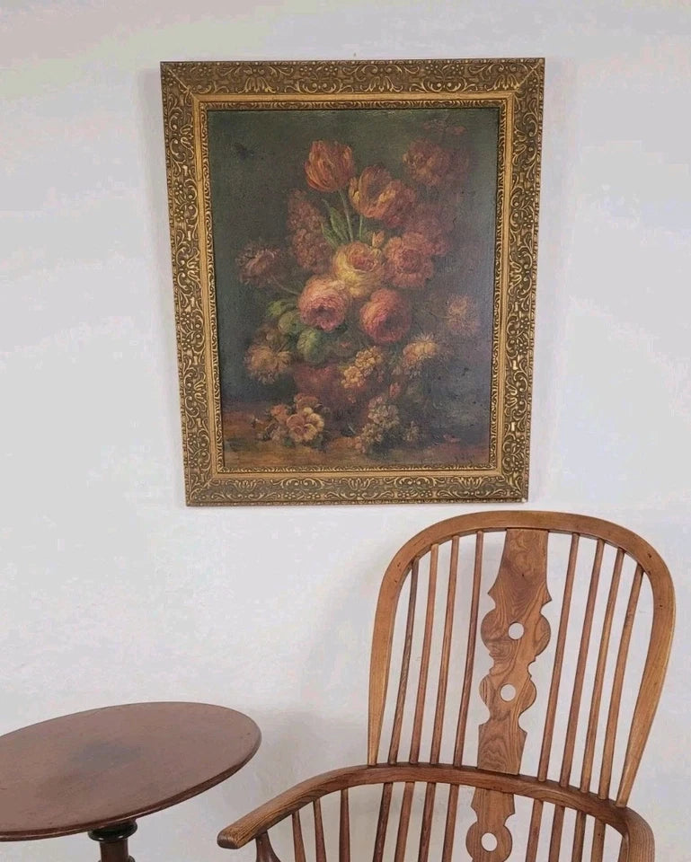 Louis Silas Oil Painting 1890 Still Life Bouquet Of Flowers Postage Available