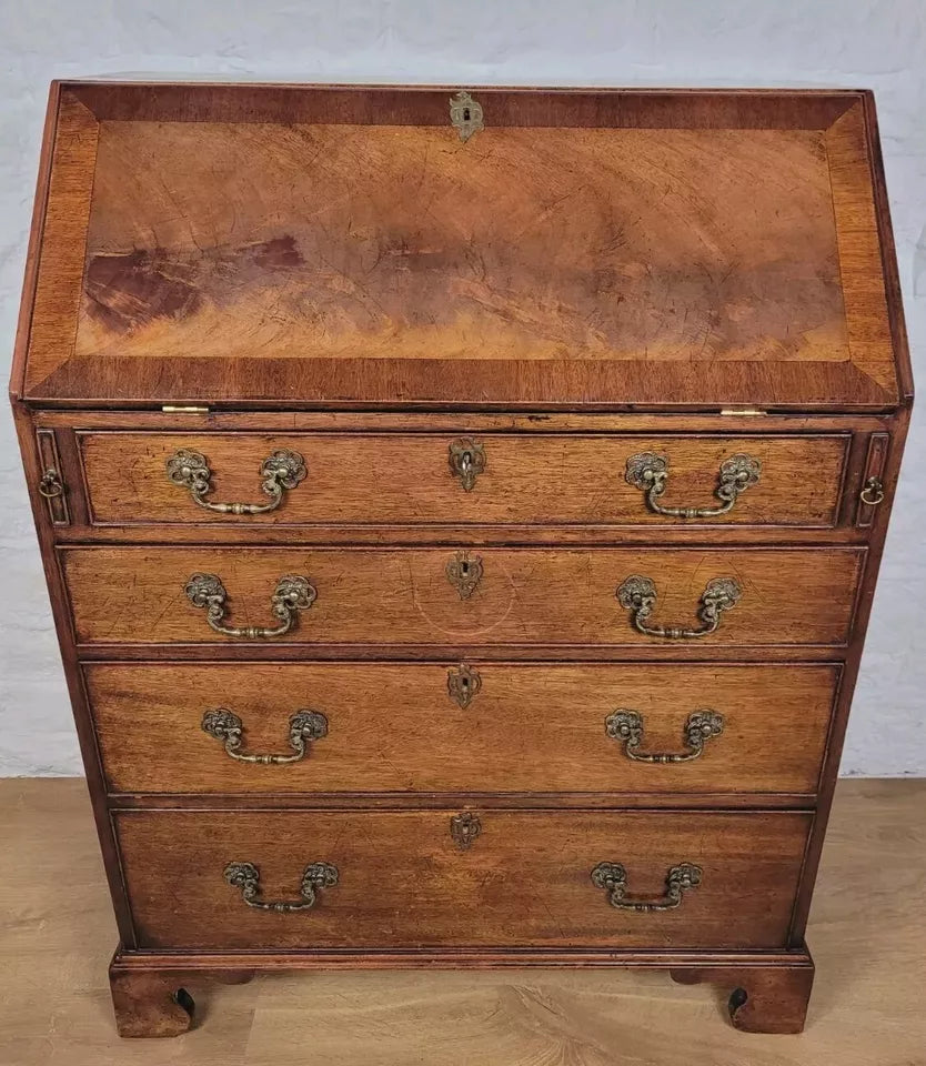 Vintage Writing Bureau Desk Hidden Storage Brass Handles Delivery Available