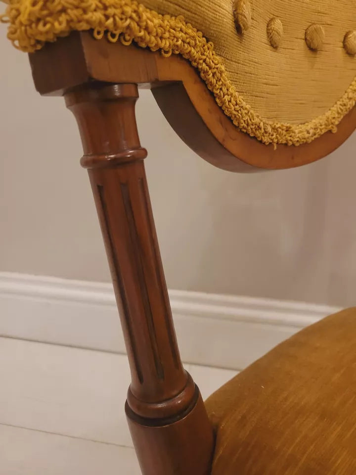 Victorian Nursing Chair Walnut Upholstered Castors 19thC Postage Available