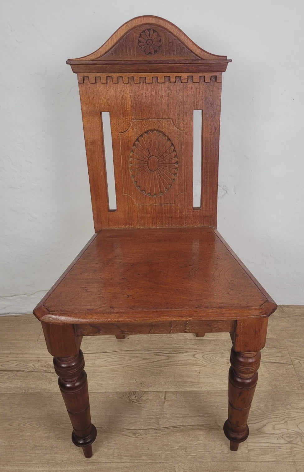 Victorian Hall Chair Chapel Carved 19thC Antique English Postage Available
