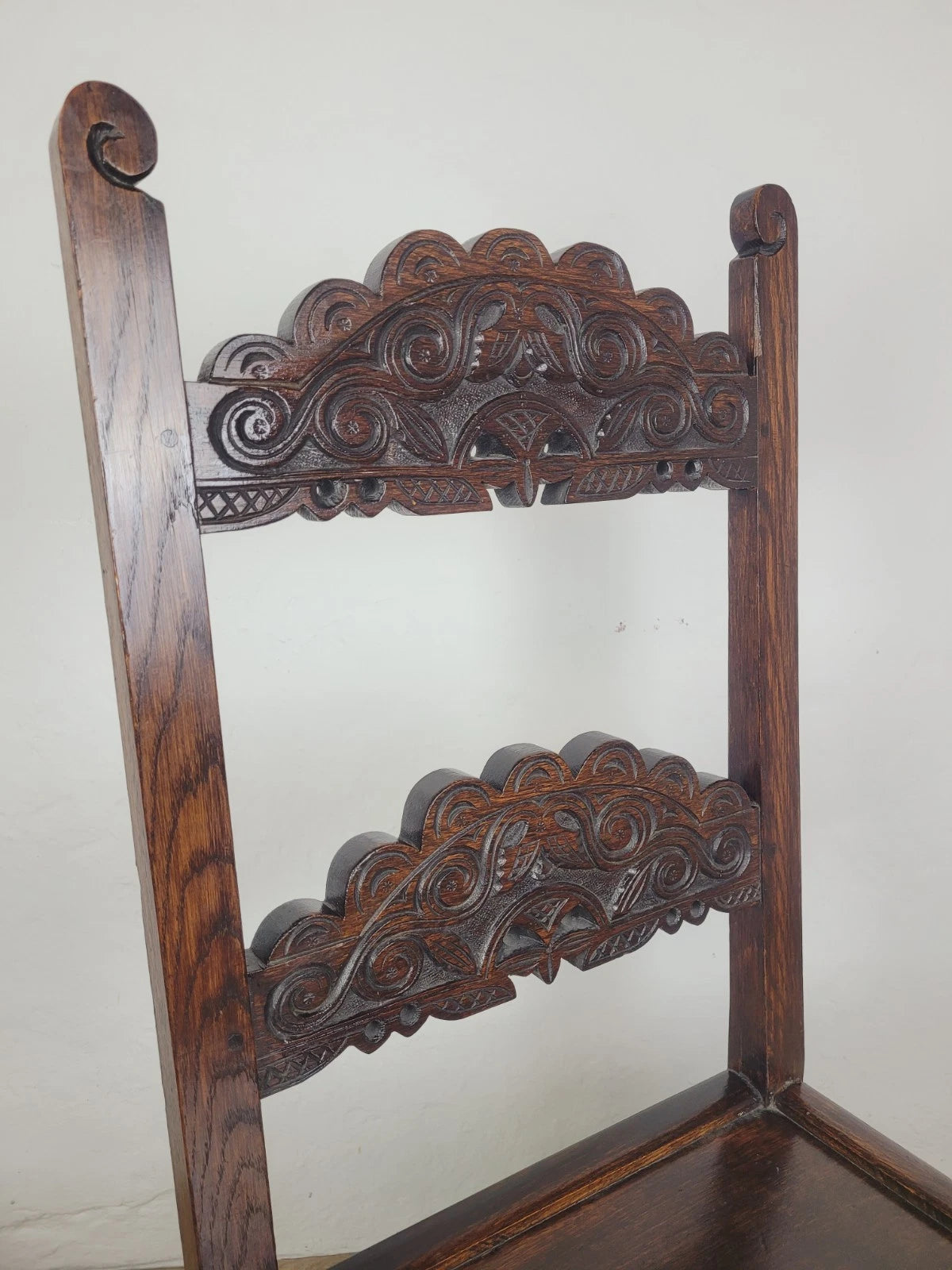 Yorkshire Side Chairs Pair Carved Farmhouse Vintage 1950s Delivery Available