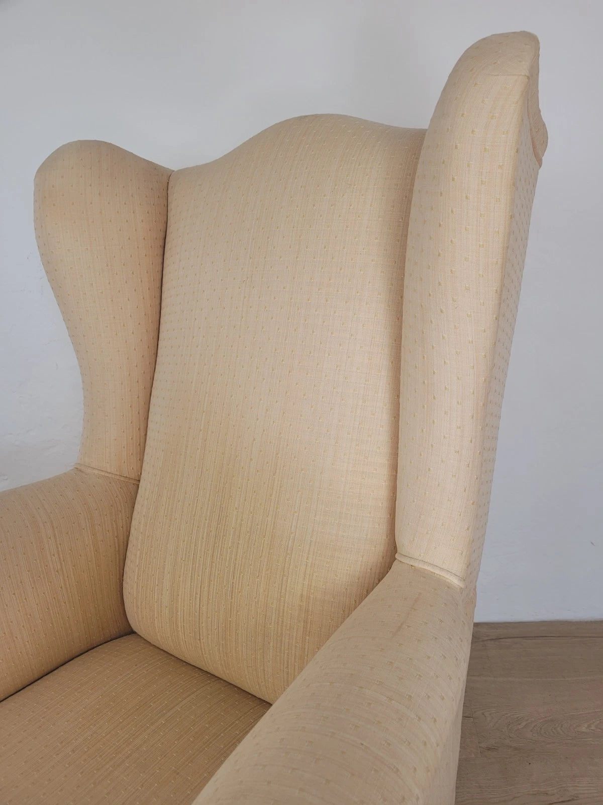 Winged Armchair George III Style Apricot Upholstery Castors Delivery Available