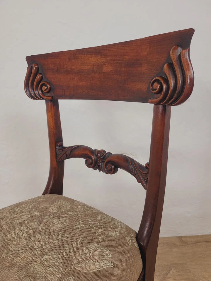 Victorian Bar Back Chair Floral Carved Needlepoint Antique Postage Available