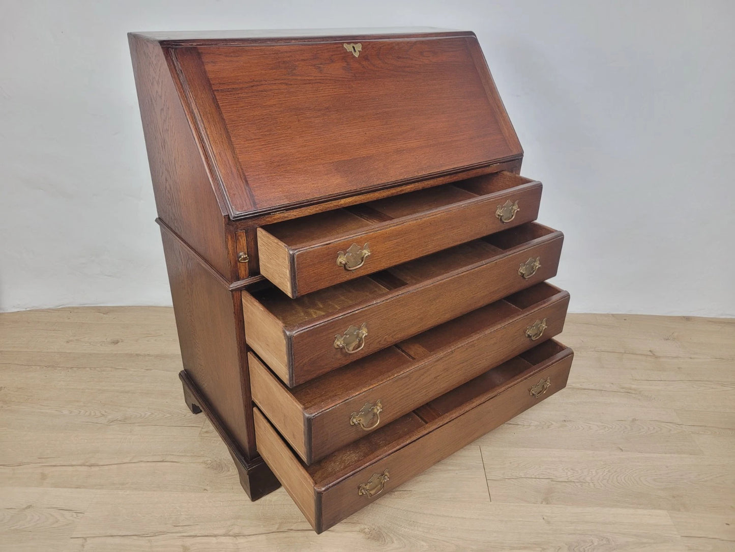 Oak Writing Bureau Desk Bevan Funnell Antique Style Handles Delivery Available