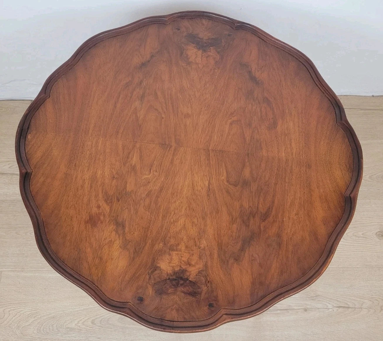 Walnut Coffee Side Table Circular Scalloped Cabriole Carved Postage Available