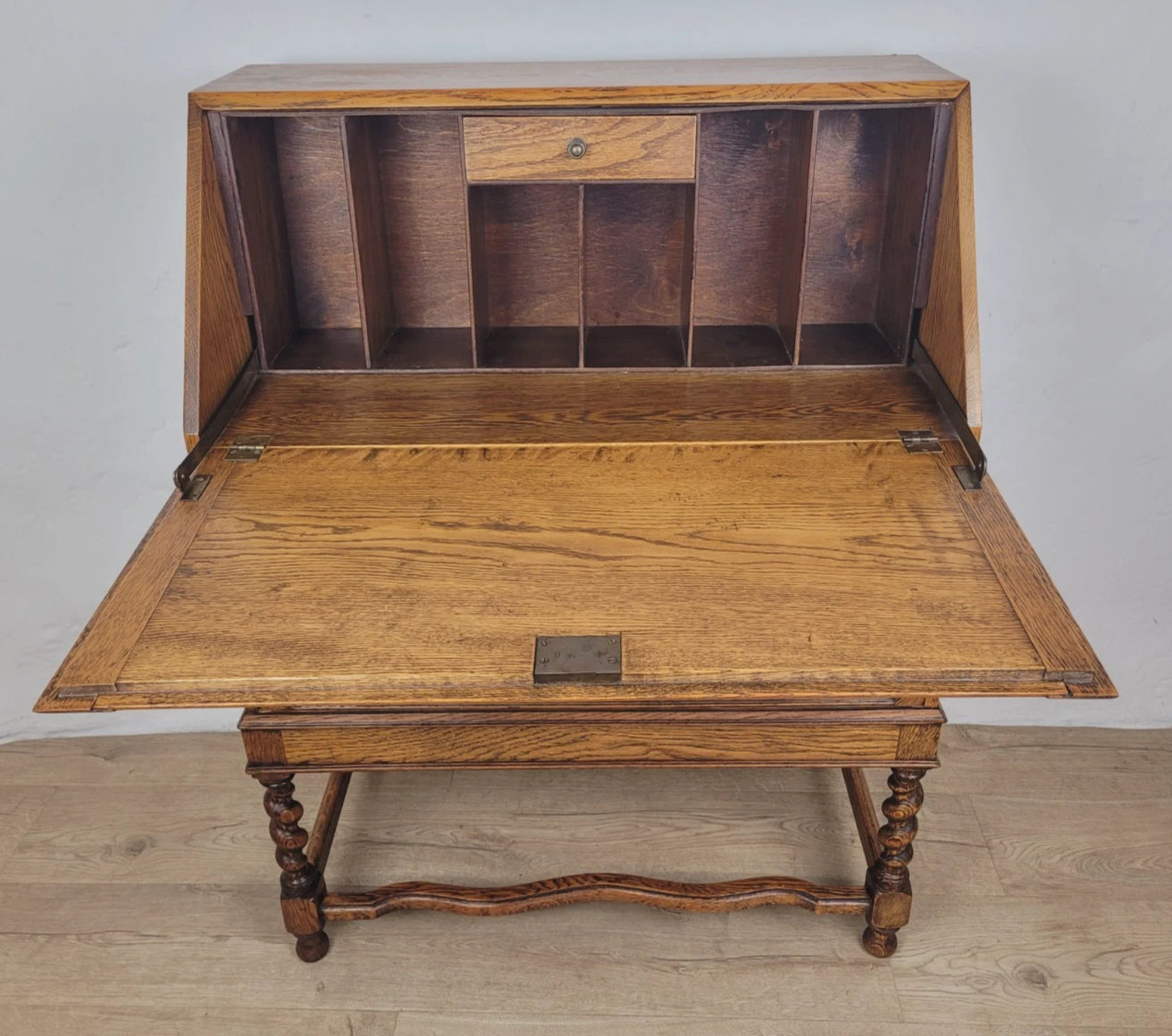 Oak Writing Bureau Desk Vintage 1950s Storage Country Rustic Delivery Available