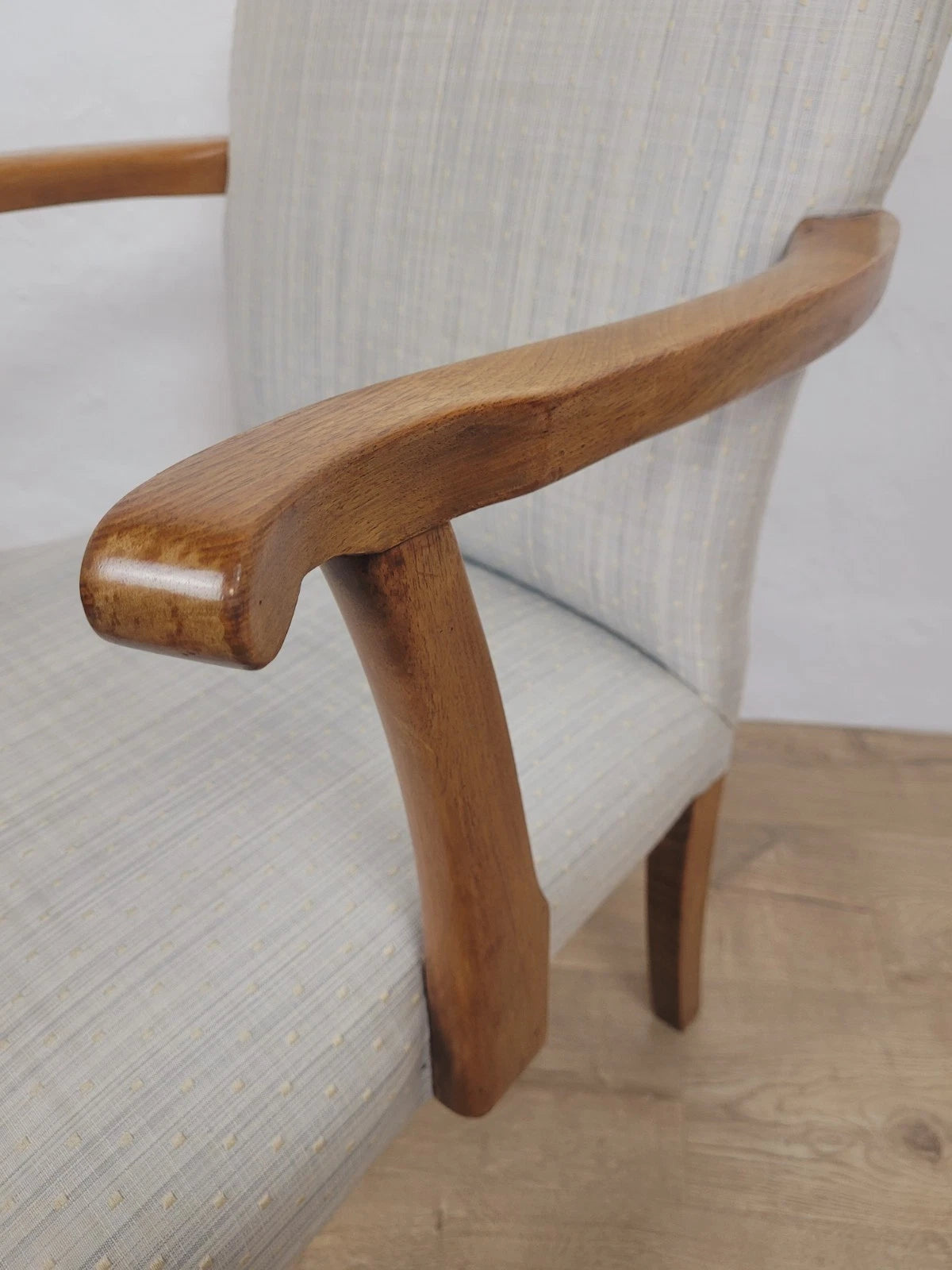 Walnut Armchair Vintage 1940s Duck Egg Blue Cabriole Legs Postage Available